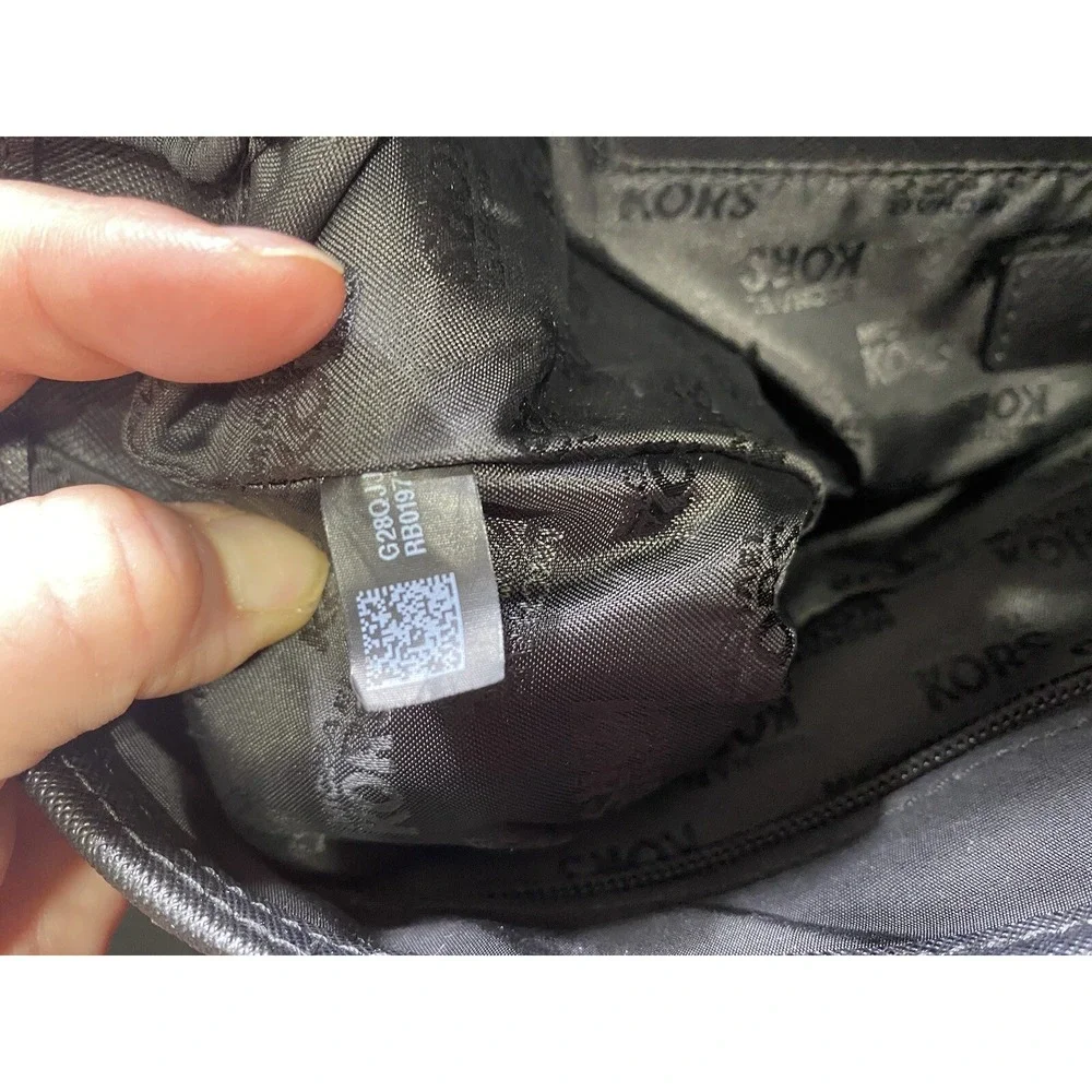 Michael Kors Kempton Medium Pocket Tote‎ Bag black leather nylon zip gold